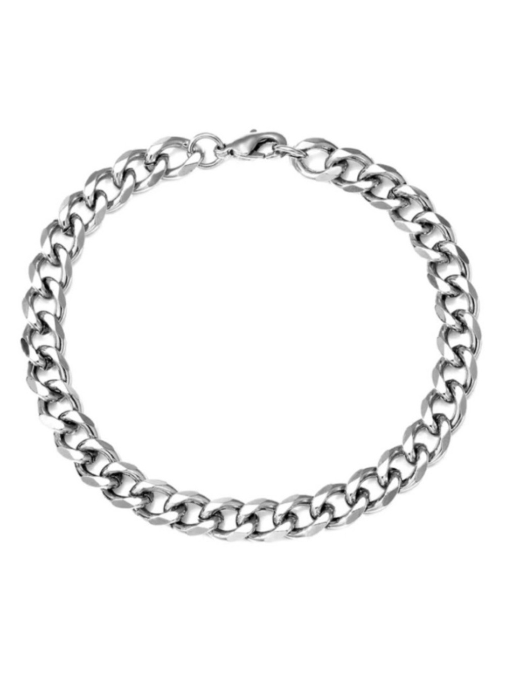 Stainless Steel Cuban Link Bracelet | 7mm Silver Curb Chain 8.5” | Unisex